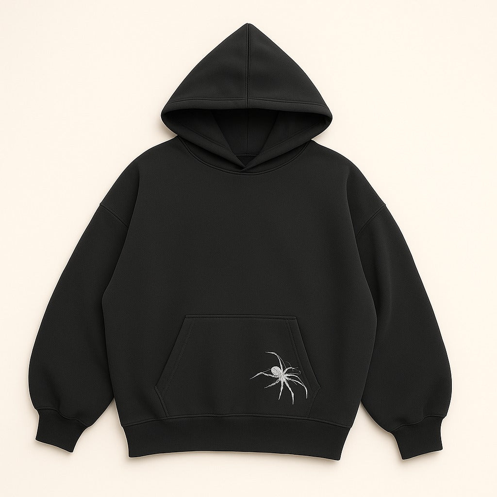 loose fit black hoodie - spider web